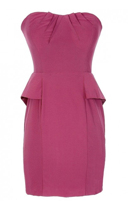 Pink Lady Strapless Peplum Dress